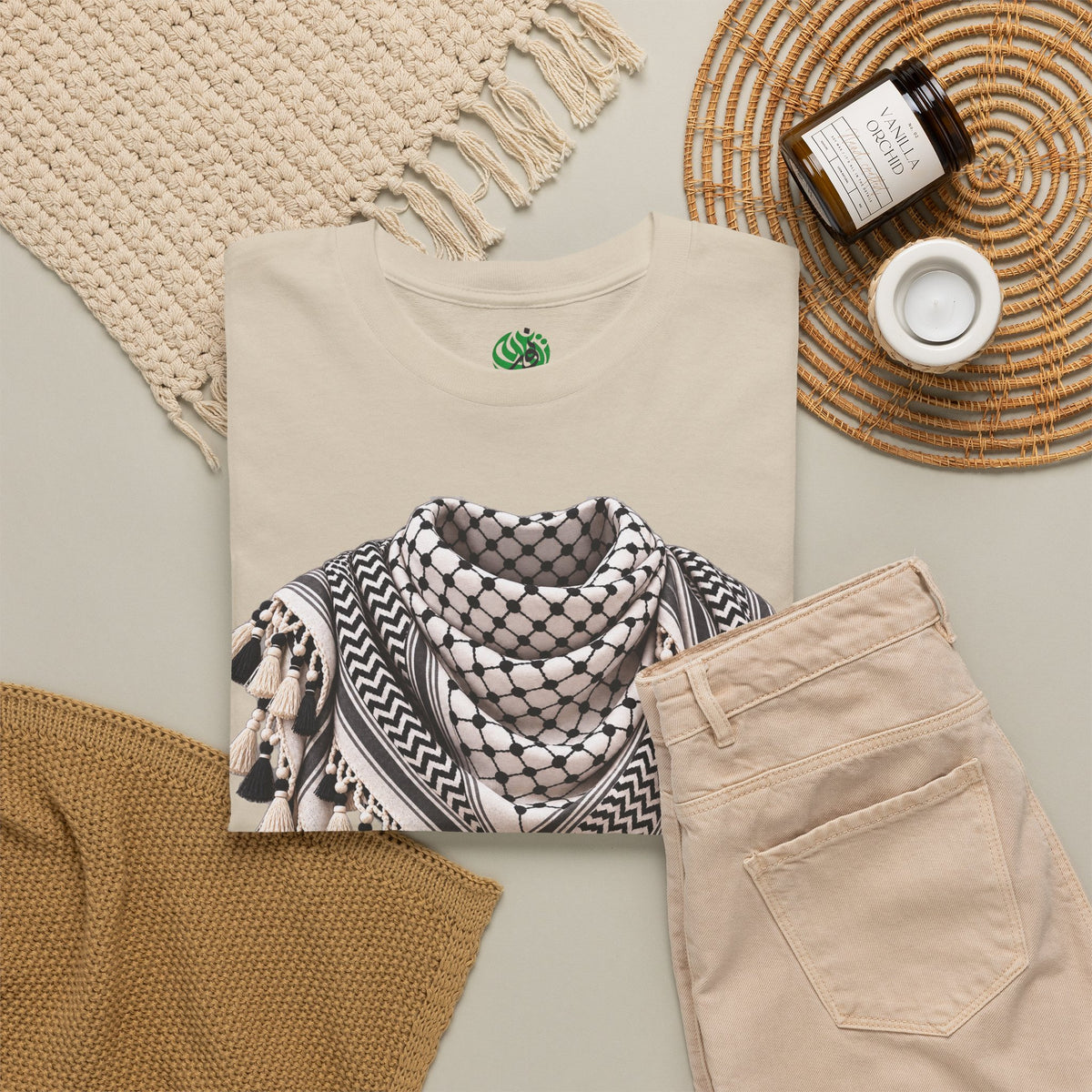 Keffiyeh Graphic T-Shirt — Middle Eastern Scarf Pattern Tee