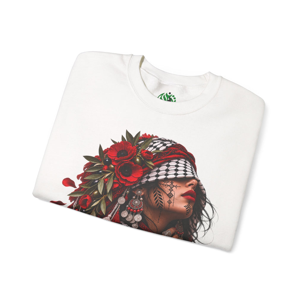 Native Floral Portrait Sweatshirt — Woman in Headdress Graphic Crewneck