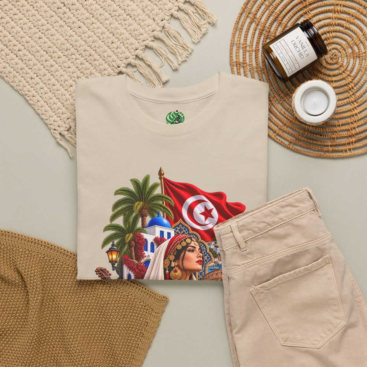 Tunisia Culture T-Shirt — Tunisian Flag & Traditional Motifs Tee