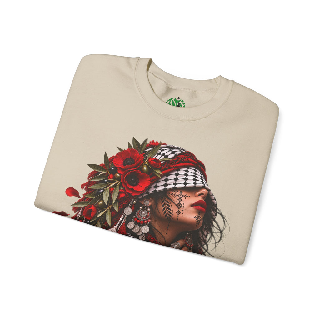 Native Floral Portrait Sweatshirt — Woman in Headdress Graphic Crewneck