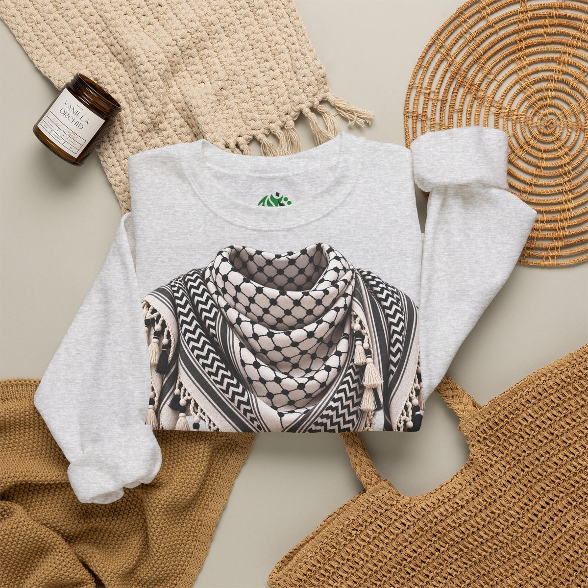 Keffiyeh Pattern Crewneck Sweatshirt