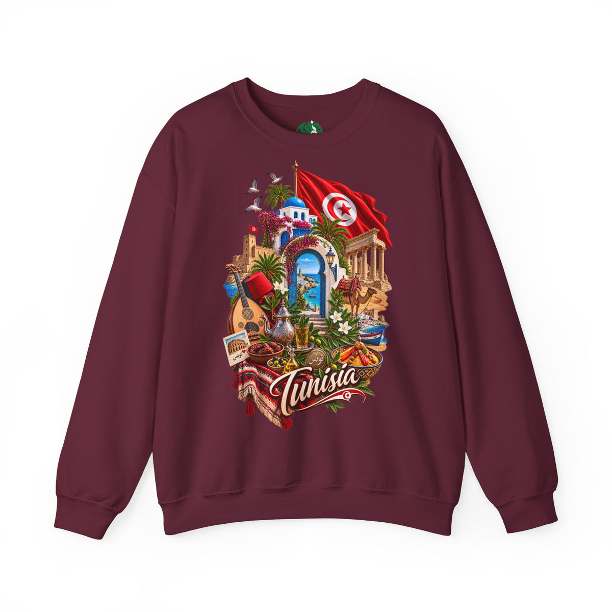 Tunisia travel collage Sweatshirt | Tunisian flag, medina, palm trees