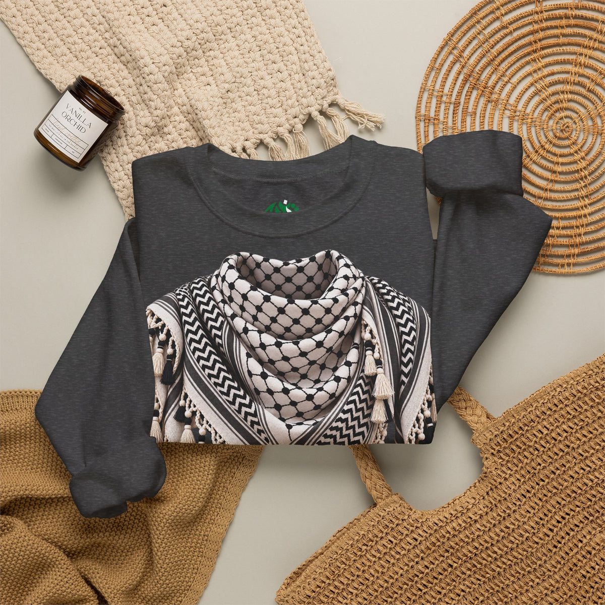 Keffiyeh Pattern Crewneck Sweatshirt