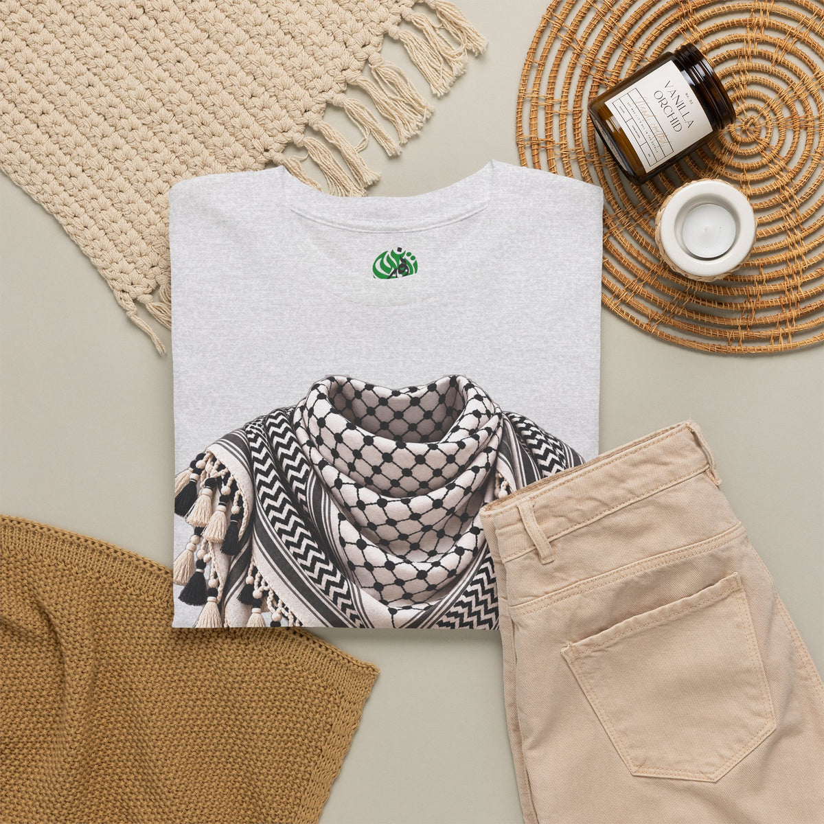 Keffiyeh Graphic T-Shirt — Middle Eastern Scarf Pattern Tee