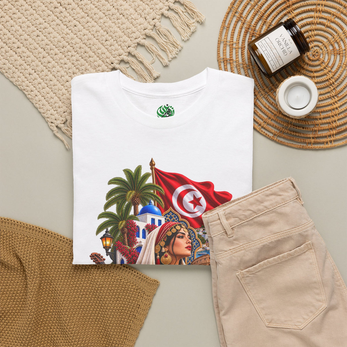 Tunisia Culture T-Shirt — Tunisian Flag & Traditional Motifs Tee