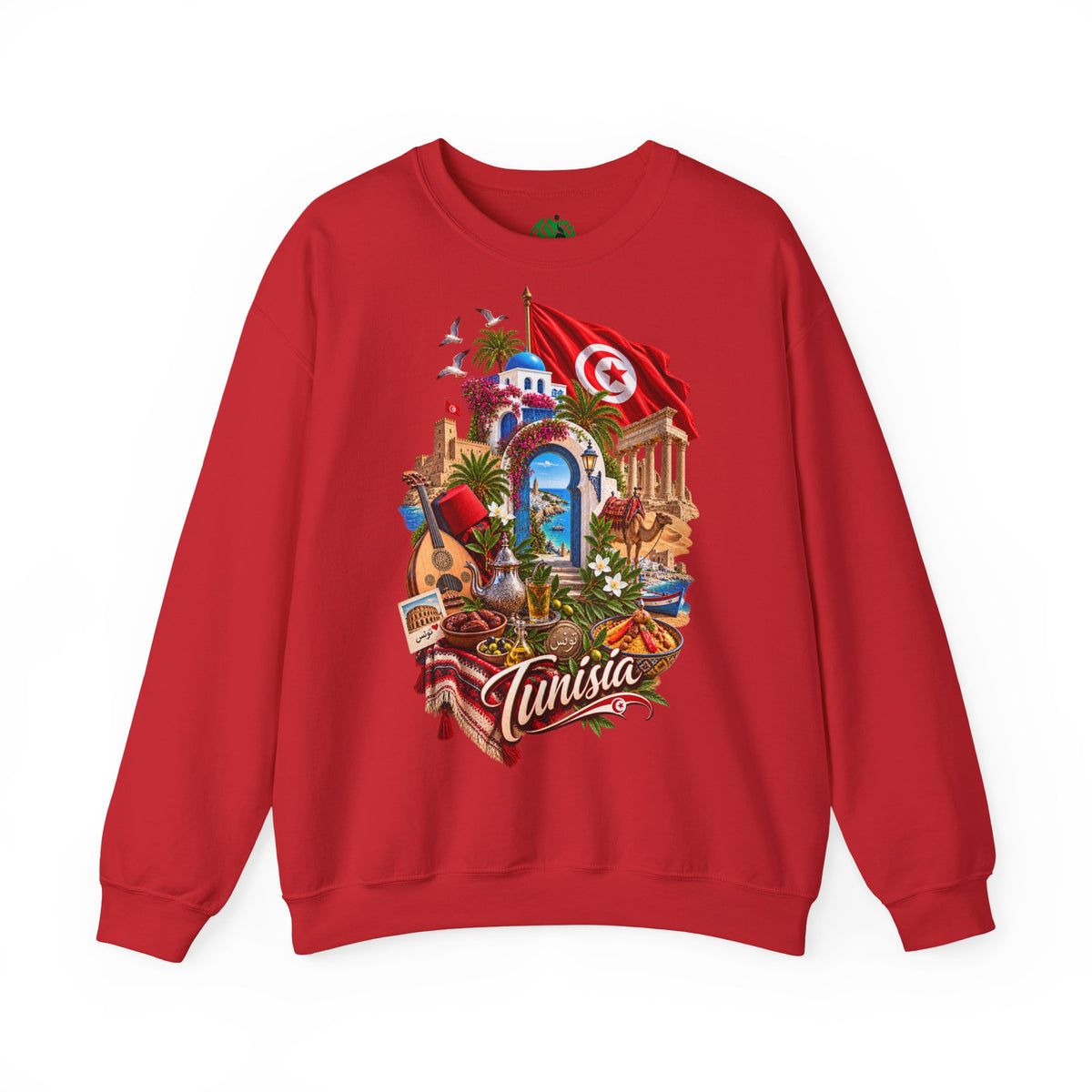 Tunisia travel collage Sweatshirt | Tunisian flag, medina, palm trees