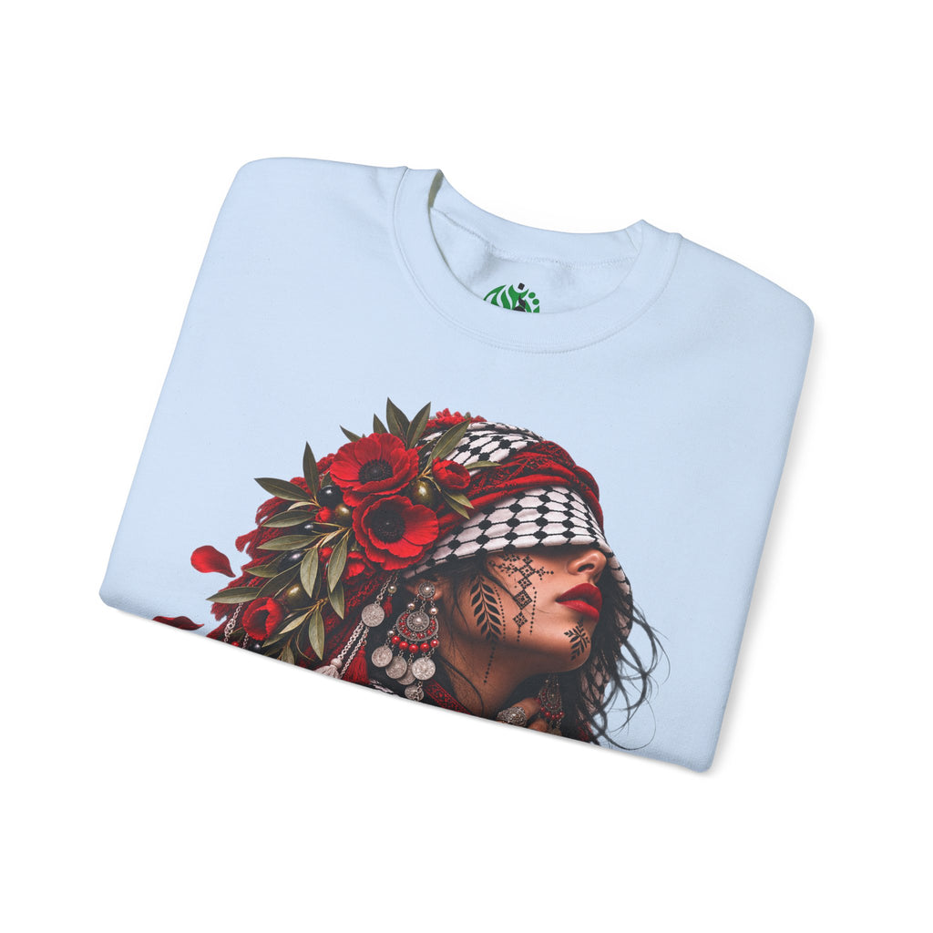 Native Floral Portrait Sweatshirt — Woman in Headdress Graphic Crewneck
