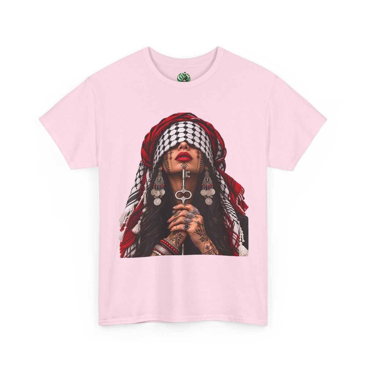 Palestinian Keffiyeh Portrait Tee — Bold Middle Eastern Cultural Art T-Shirt