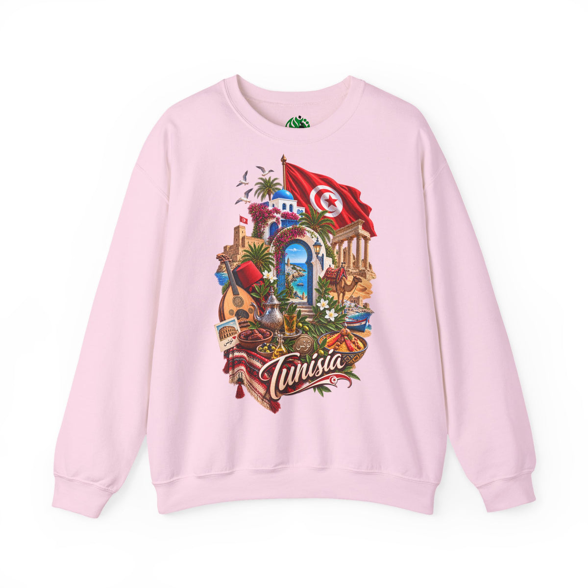 Tunisia travel collage Sweatshirt | Tunisian flag, medina, palm trees