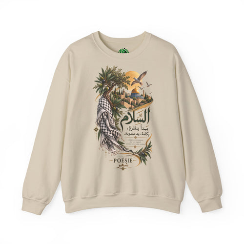 Arabic Palm Oasis Graphic Sweatshirt — "السلام" Poésie Crewneck