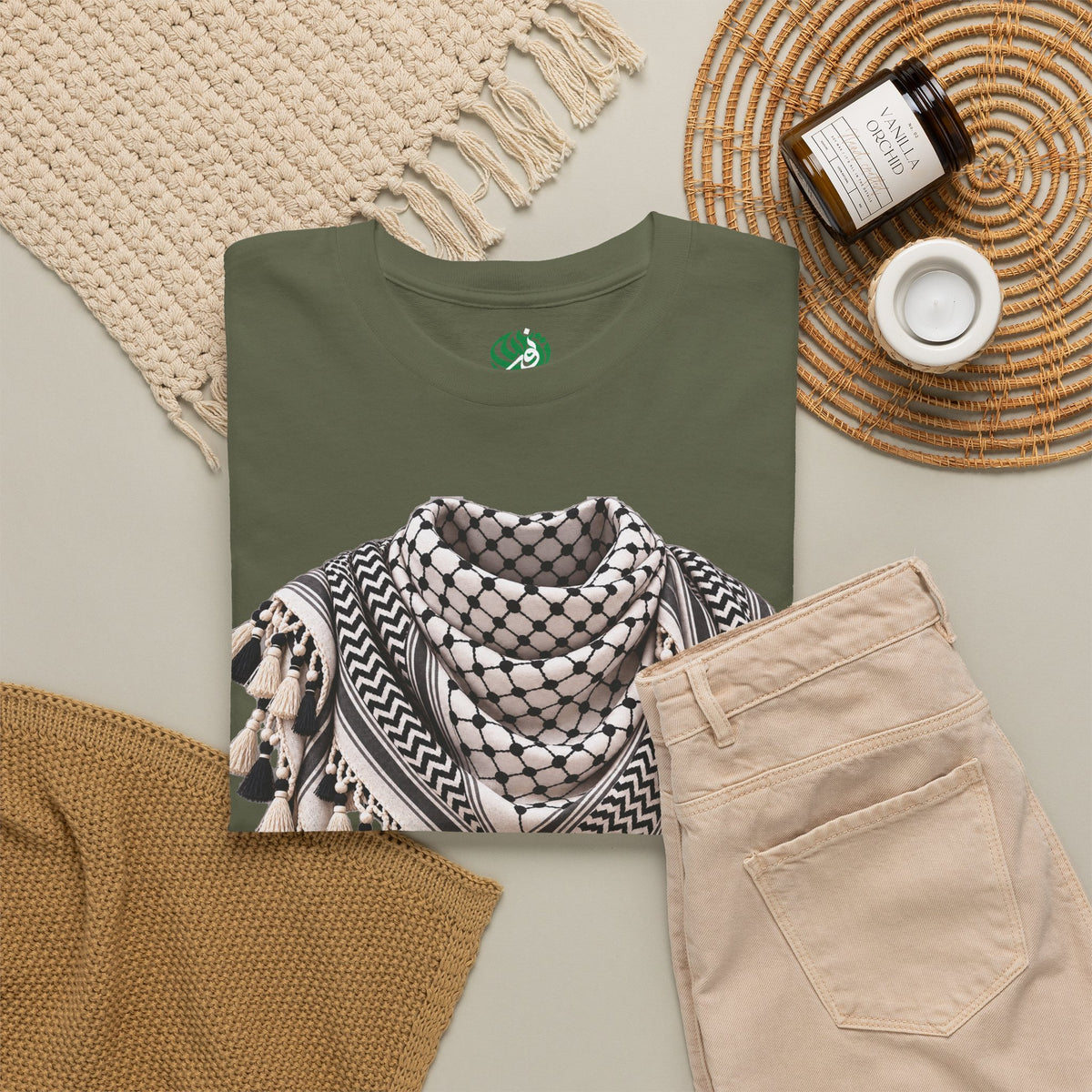 Keffiyeh Graphic T-Shirt — Middle Eastern Scarf Pattern Tee