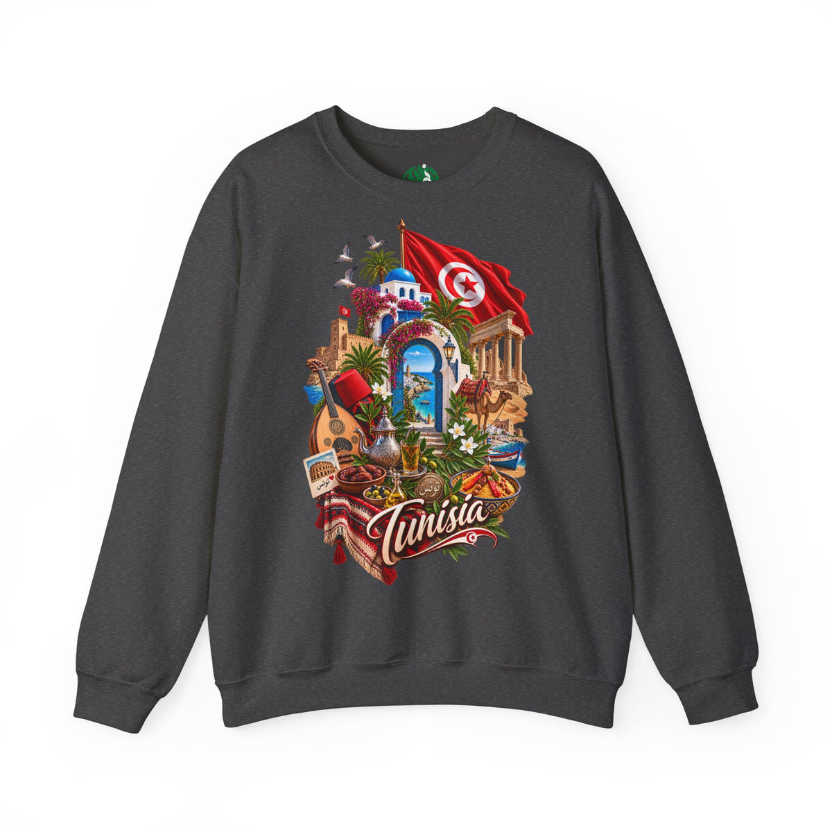 Tunisia travel collage Sweatshirt | Tunisian flag, medina, palm trees