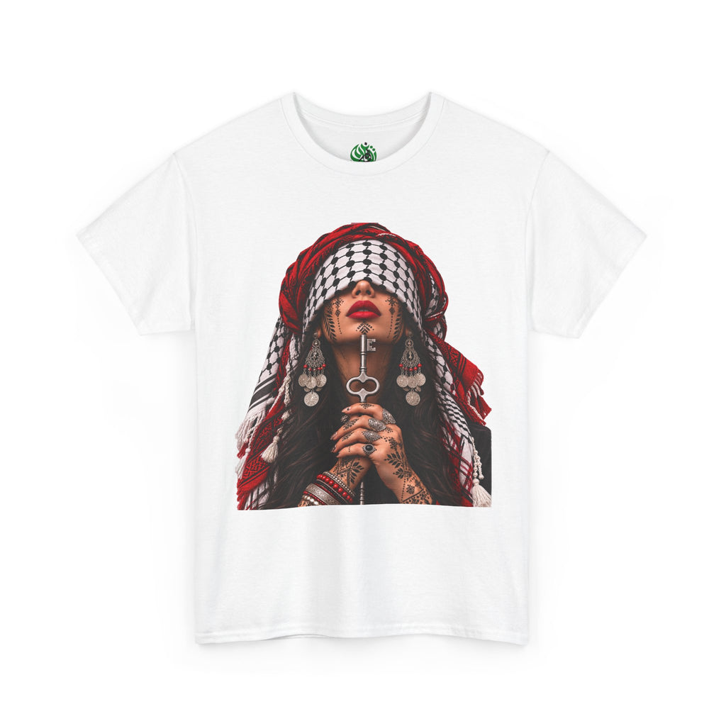 Palestinian Keffiyeh Portrait Tee — Bold Middle Eastern Cultural Art T-Shirt