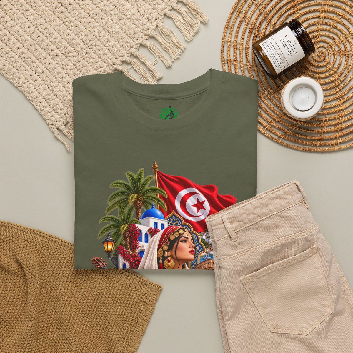 Tunisia Culture T-Shirt — Tunisian Flag & Traditional Motifs Tee
