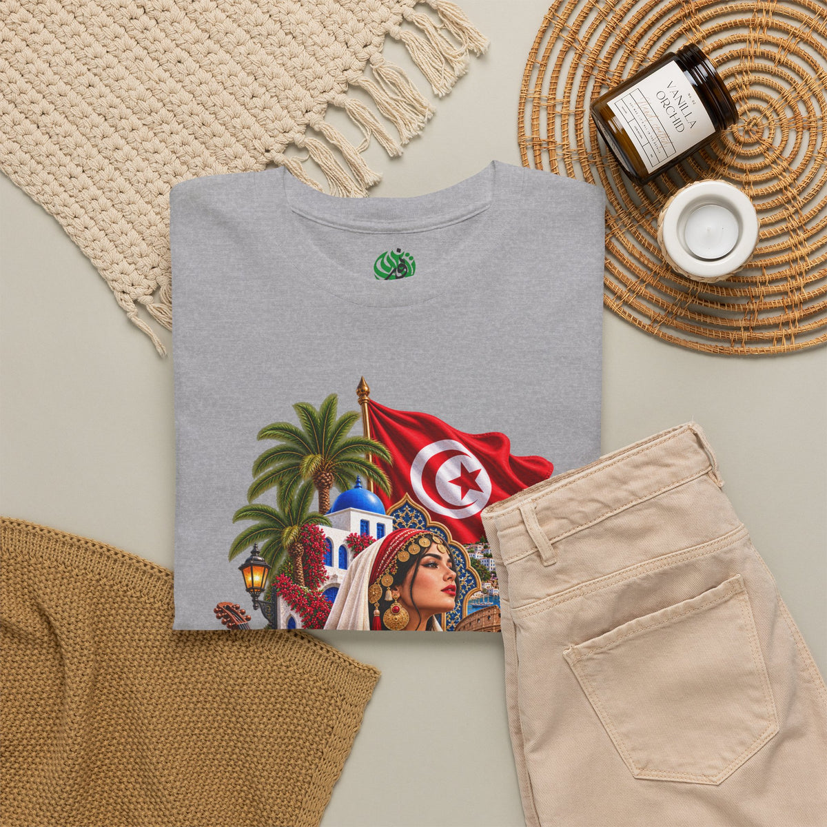 Tunisia Culture T-Shirt — Tunisian Flag & Traditional Motifs Tee