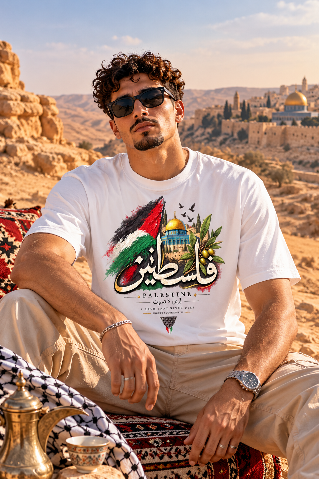 Palestine calligraphy flag Dome of the Rock Tee